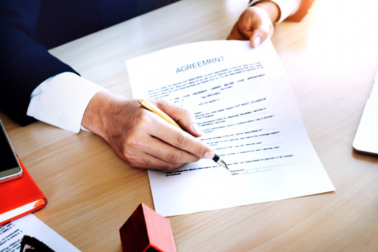 signing a contract